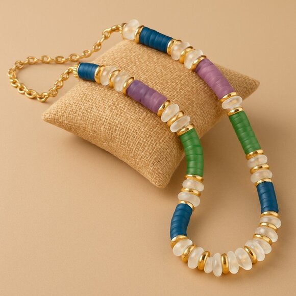 Sea glass of color beaded Necklace - Picture 1 of 7